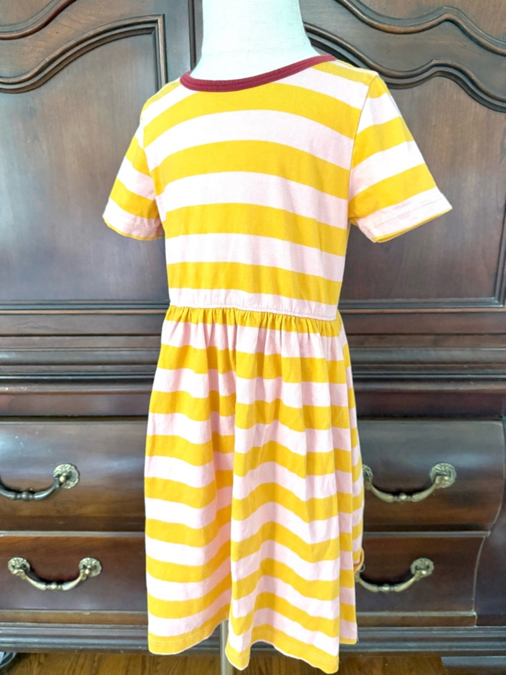 Coop Kids by Pink Chicken Stripe Dress Girls 6Y Pink Yellow Knit